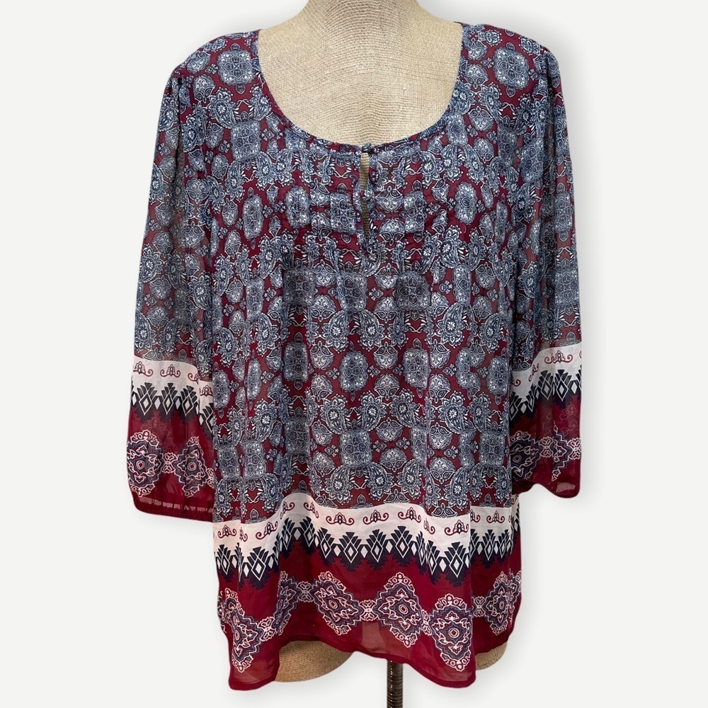 5/$20 Perch by BLU PEPPER patterned top 1X